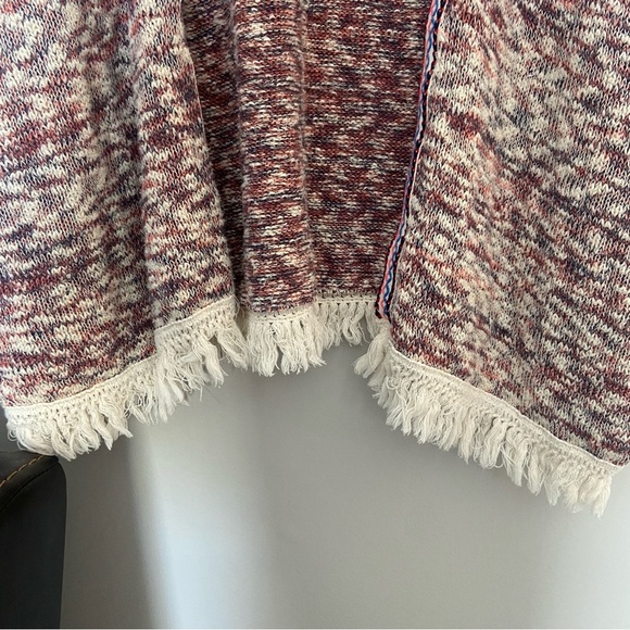 Westbound Sz 2X Muted Multicolor Knit Shawl Cardigan Poncho Fringed Tribal Trim - Picture 4 of 10